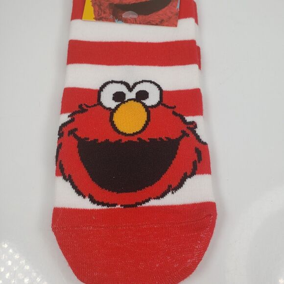 Sesame Street Elmo Face Red White Strip Ankle High Socks Woman 9-11 - Picture 3 of 12